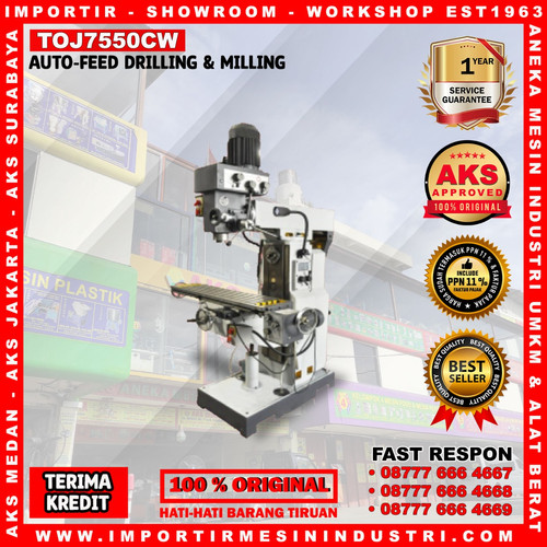 Mesin dudukan 50 mm 1,3 Kw 100 x 25 mm Drilling Milling Mch TOJ7550CW