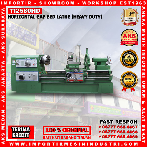 Gap Horizontal Bed Lathe Mesin Bubut Besi Logam Tipe TI2580HD