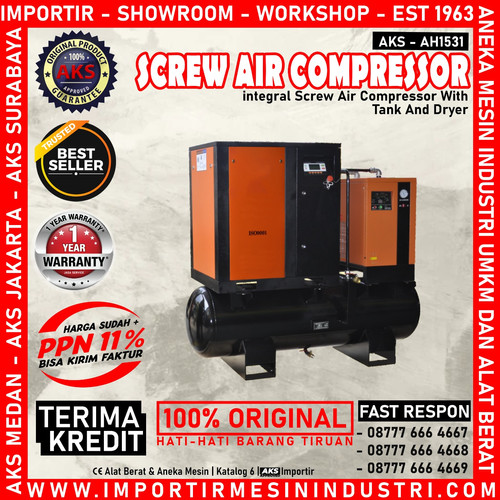 Kompresor Angin Integral Screw Air Compressor With Dryer 11 Kw 300 L