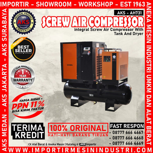 Integral Screw Air Compressor With Dryer Kompresor Udara 7 Hp 8 Bar