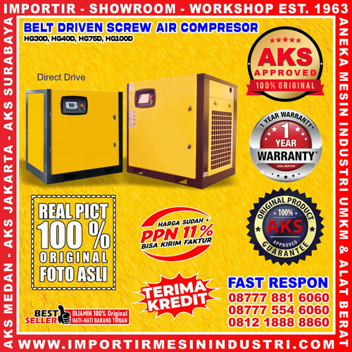 Fixed Speed Screw Air Compressor Kompresor Angin Udara 100 Hp 8 Bar