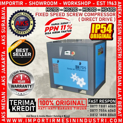 Kompresor Udara Fixed Speed Screw Air Compressor Dinamo 10 HP 3 Phase