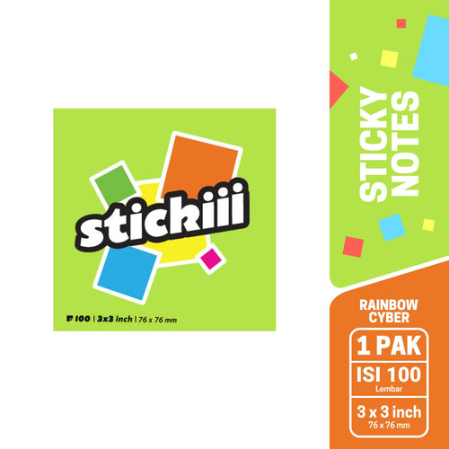 Stickii Sticky Notes Rainbow Cyber - STI SNTIT 820 K