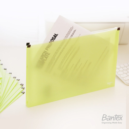 Bantex Zipper Document Map Plastik Folder F4 Folio Pistachio 3222 72G