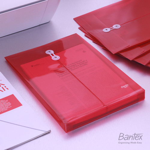 12 Pcs Map Plastik Tali Bantex Folio F4 String Envelope 3223 09 Red