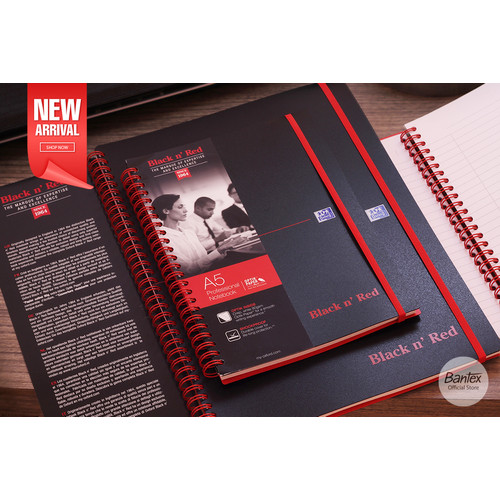 Oxford Black n’ Red Notebook Planner Journal A4 Ruled Paper 400047653