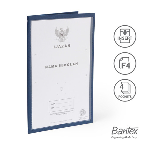 Bantex Map Ijazah Folio Insert 4 Pocket Blue #1027I 01