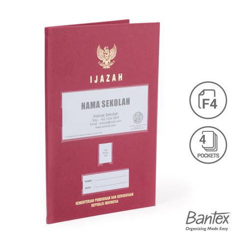 Bantex Map Ijazah Folio 4 Pocket Maroon Hotprint #1027 14