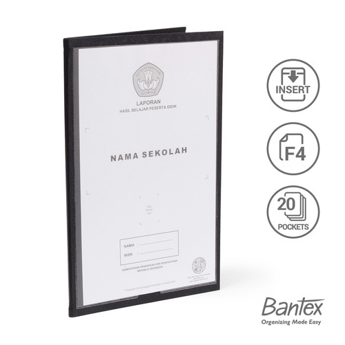 Bantex Map Raport Folio Insert 20 Pocket Black #1022I 10