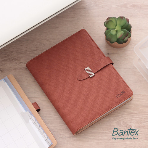 Buku Agenda Planner Cover Kulit Cokelat Brown Leather Bantex #7491 03