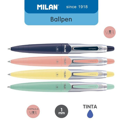 Milan Pulpen Ballpoint Ballpen Capsule Silver 1 mm (1 Pcs) #17656491