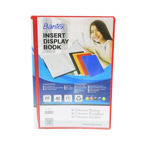 Bantex Insert Display Book PP Folio 40 pockets Red #3185I09