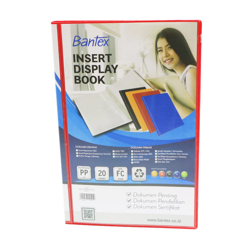 Bantex Insert Display Book PP Folio 20 pockets Red #3183I09