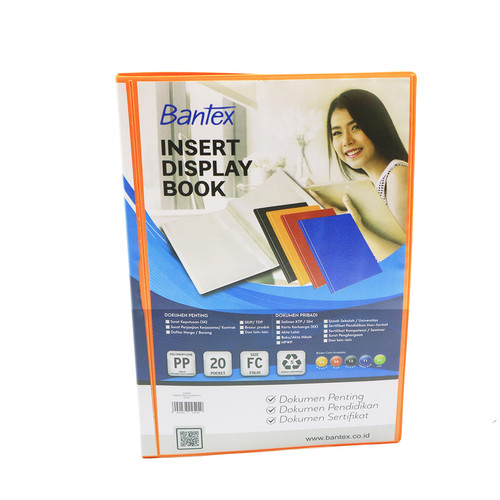 Bantex Insert Display Book PP Folio 20 pockets Mango #3183I64