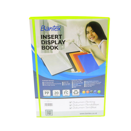 Bantex Insert Display Book PP Folio 20 pockets Lime #3183I65