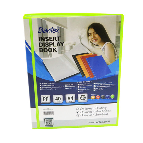 Bantex Insert Display Book PP A4 40 pockets Lime #3145I65