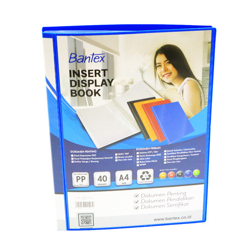 Bantex Insert Display Book PP A4 40 pockets Cobalt Blue #3145I11