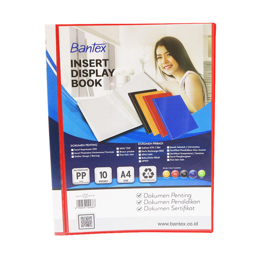 Bantex Insert Display Book PP A4 10 pockets Red #3140I09