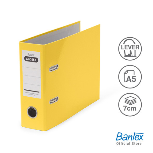 Bantex Lever Arch File Ordner A5 7cm Glossy Yellow #1443 06