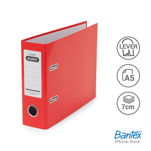 Bantex Lever Arch File Ordner A5 7cm Glossy Red #1443 09