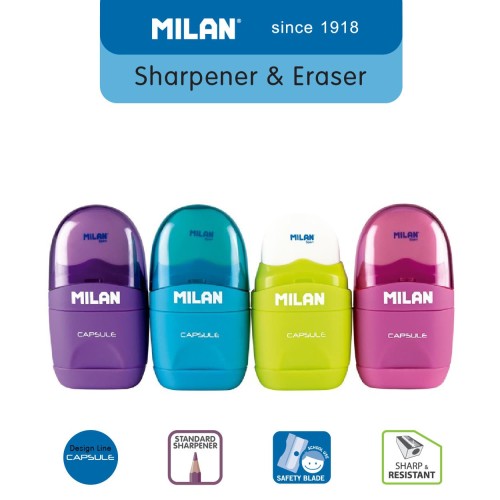 Milan Sharpener + Eraser Capsule (1 Pcs) #47011