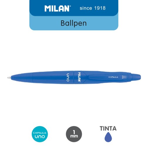 Milan Ballpen Capsule Uno Blue 1 mm (1 Pcs) #17656791