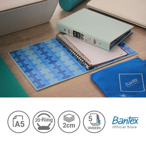 Bantex A5 Multiring Binder - Cool Aqua - Batik Series (1 Pcs) #1334 76