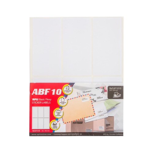 APLI Basic Flexy (ABF) White Labels 50 X 100MM 60 unit #AF1010