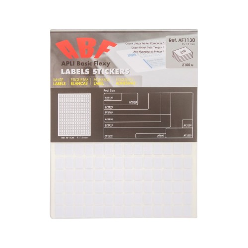 APLI Basic Flexy (ABF) White Labels 9 X 12MM 2100 unit #AF1130