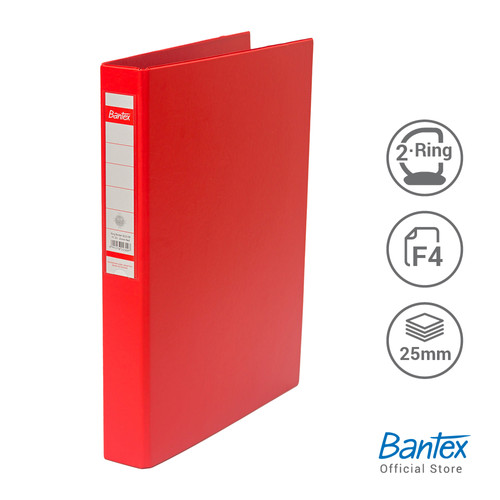 Bantex Ring Binder 2 Ring D 25mm Folio Red #8223 09