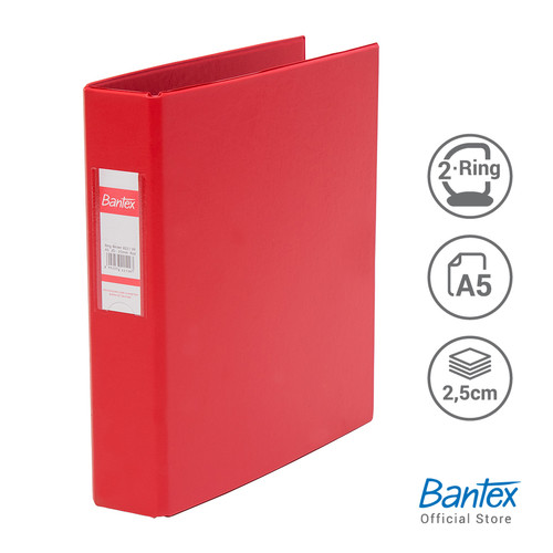 Bantex Ring Binder 2 Ring 25mm A5 Red #8221 09