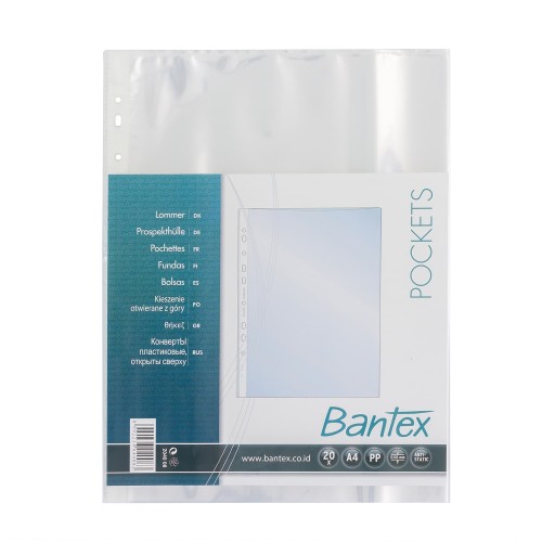 Bantex Pocket Clear 20 Sheets 0.06mm thickness A4 #8040 08