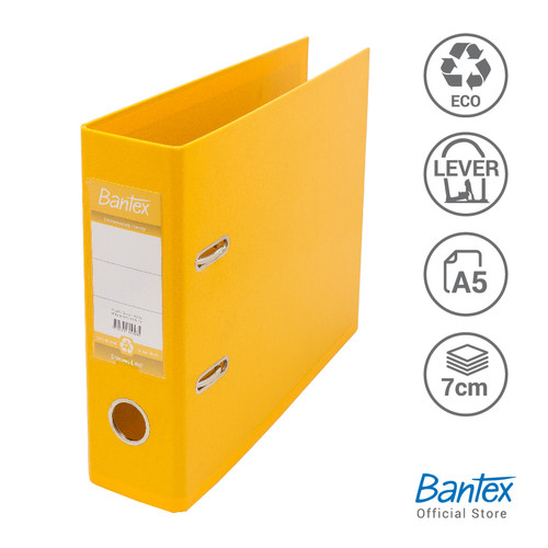 Bantex Lever Arch File Ordner Plastic A5 Kwitansi 7cm Yellow #1453 06