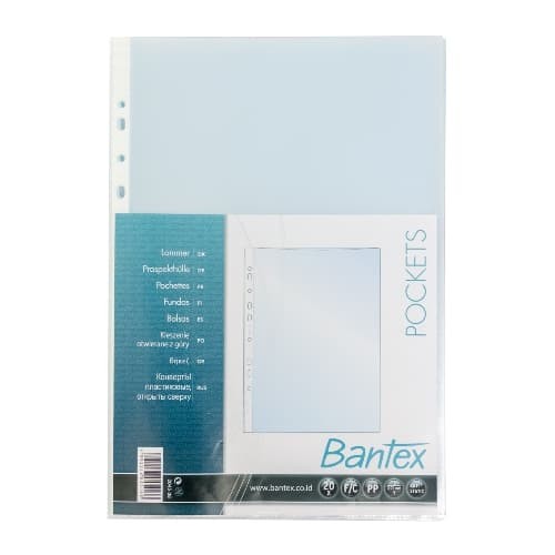 Bantex Pocket Antiglare 20 Sheets 0.09mm thickness Folio #8045 08