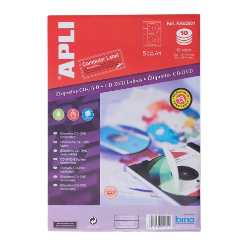 APLI Label CD/DVD Out 114 X In 41MM 10 unit #RA02001