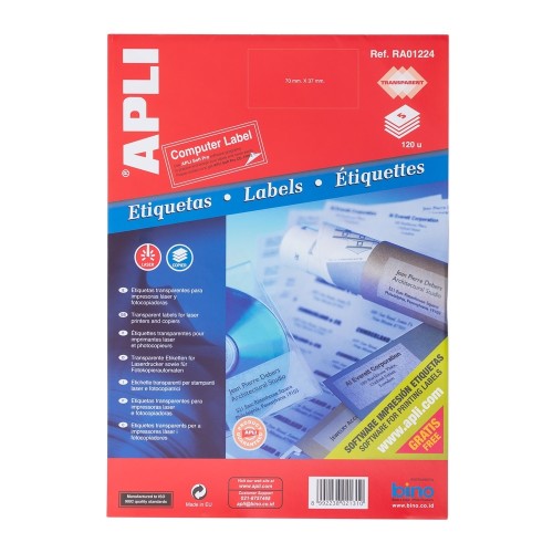 APLI Label Polyester Transparent 70 X 37MM 120 unit #RA01224