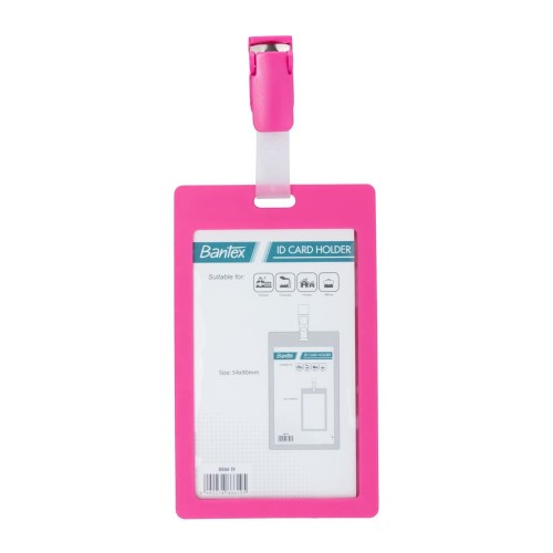 Bantex ID Card Holder With Clip 54x90mm Portarit Pink #8866 19