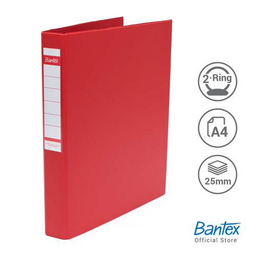 Bantex Ring Binder 2 Ring O 25mm A4 Red #8225 09