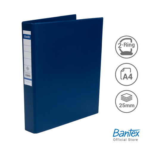 Bantex Ring Binder 2 Ring D 25mm A4 Blue #8222 01