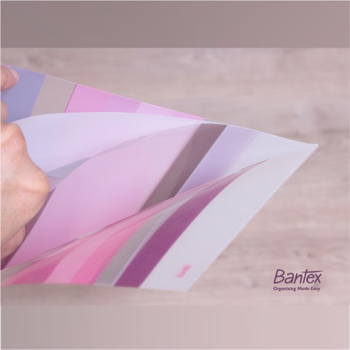 Bantex PP Fancy Stripes L-Shape Folder Folio Yellow #2247 06