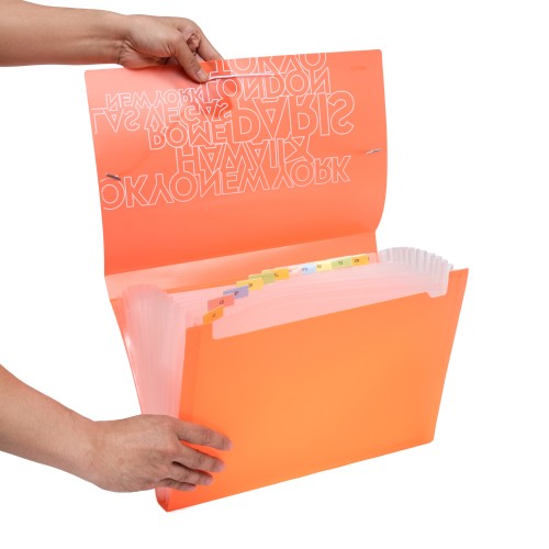 Bantex PP Jolly Bright Expanding File 13 pockets Folio Orange #3607 12