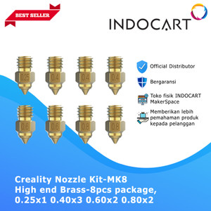 3D Printer Parts Creality Nozzle Kit-MK8 High End Brass 8Pcs Package 0.25 0.4 0.6 0.8mm