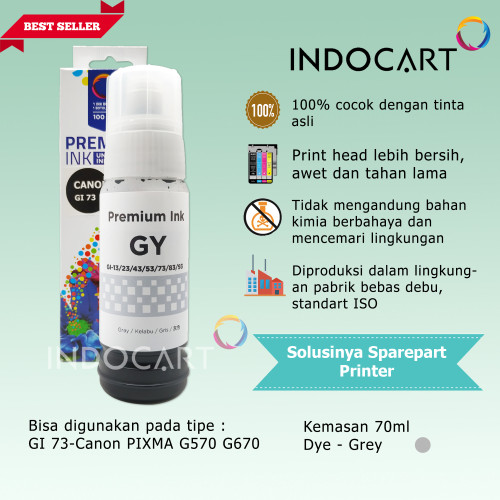 IndoCart Tinta Refill Canon GI 73 PIXMA G570 G670 Dye-70ml