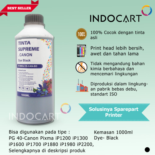 IndoCart Tinta Refill Canon PG40 PG47 PG740 PG745 PG810 PG830-Dye-1kg