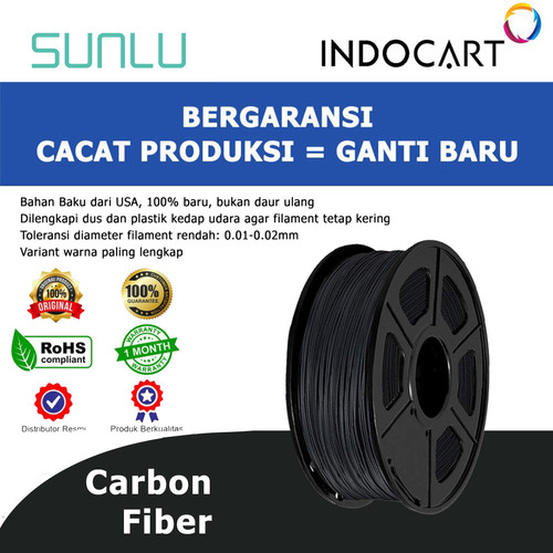 INDOCART Tinta Filamen 3D Printer Filament SUNLU PLA Carbon Fiber 1kg