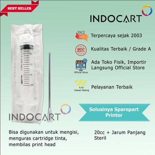 Syringe Spuid Spuit-Jarum Suntik-Suntikan Tinta-20cc Plus Jarum 10cm