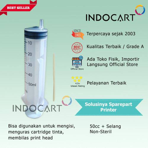 Syringe Spuid Spuit-Jarum Suntik-Suntikan Tinta-50cc Plus Selang