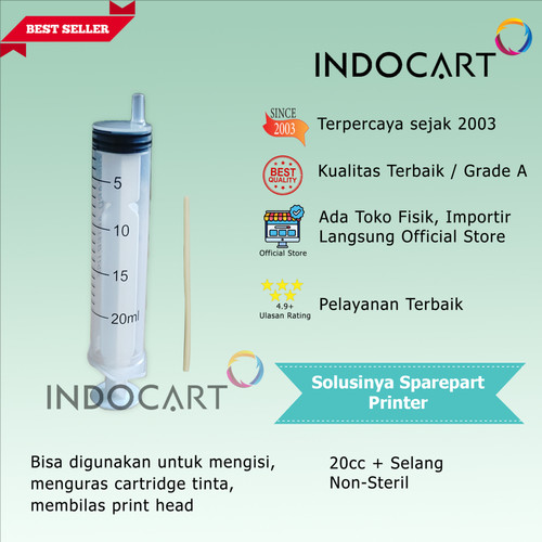 Syringe Spuid Spuit-Jarum Suntik-Suntikan Tinta-20cc Plus Selang