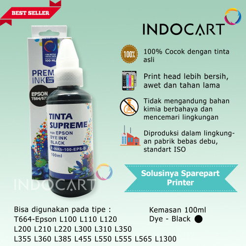 IndoCart Tinta Refill Epson T6731 T6732 T6733 T6734 T6735 T6736-100ml