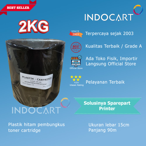 Plastik hitam-lebar 15cm-pembungkus toner cartridge-2kg-96m